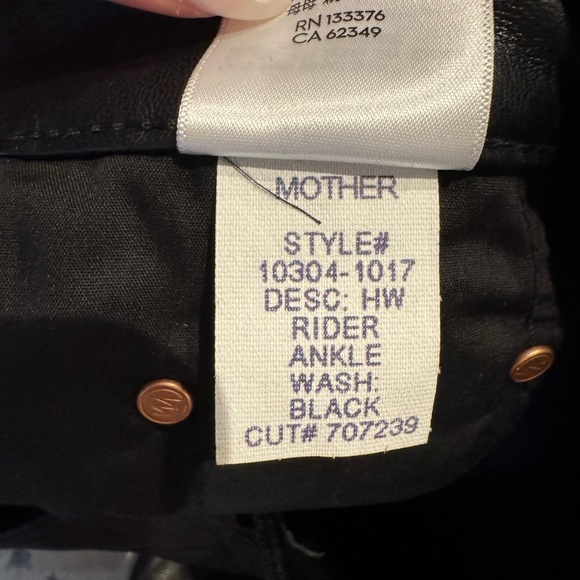 L1. MOTHER Rider Ankle Faux-Leather Black Fleece Lined Pants - Picture 11 of 11